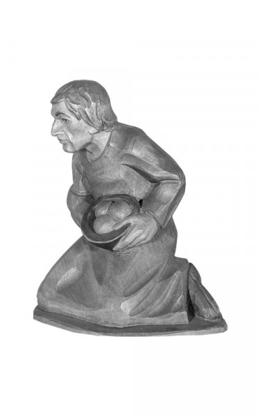 Shepherd kneeling with bowl